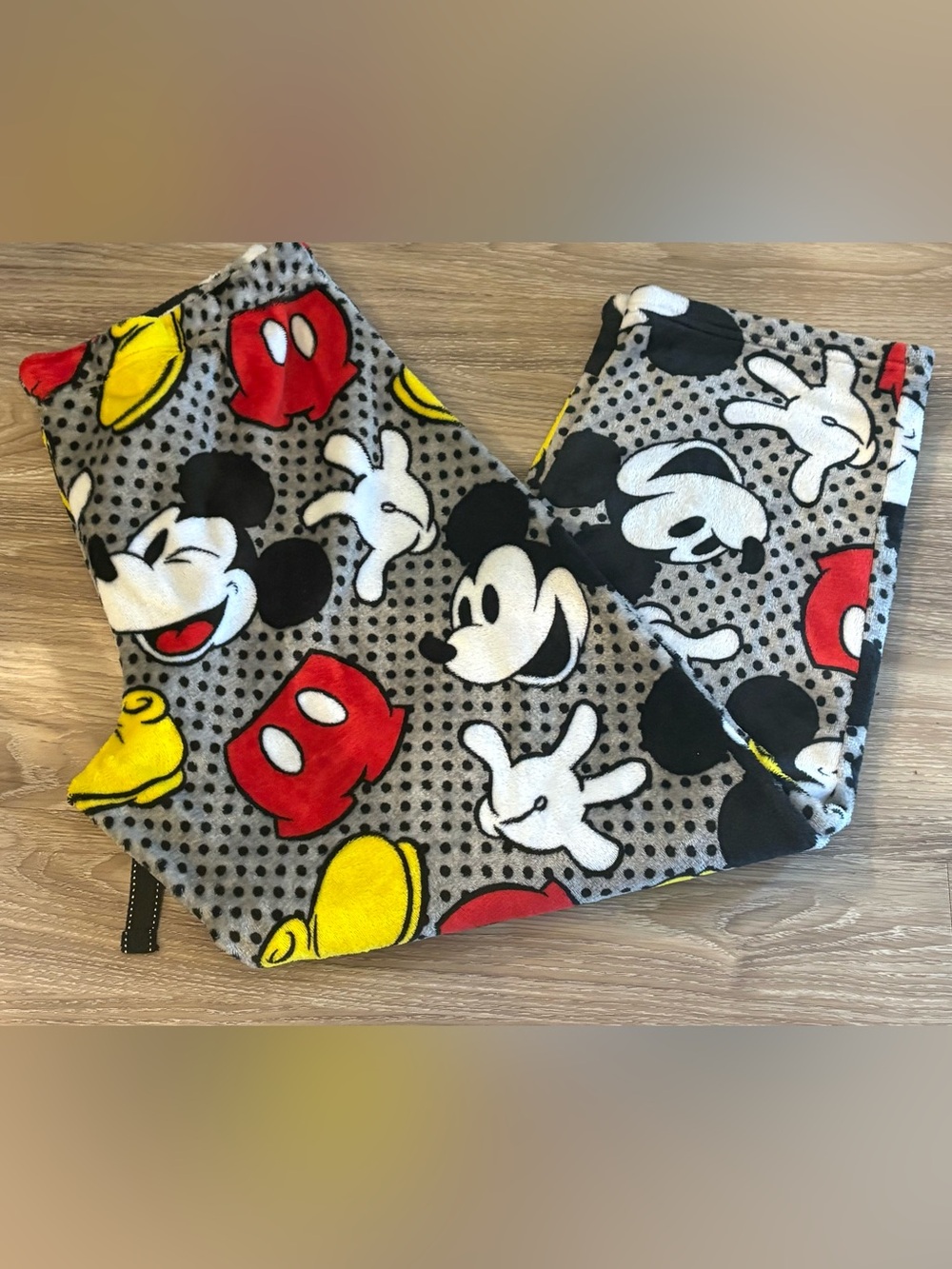 Disney Light Heather Grey Mickey Sleepwear with Red and Yellow Accents
